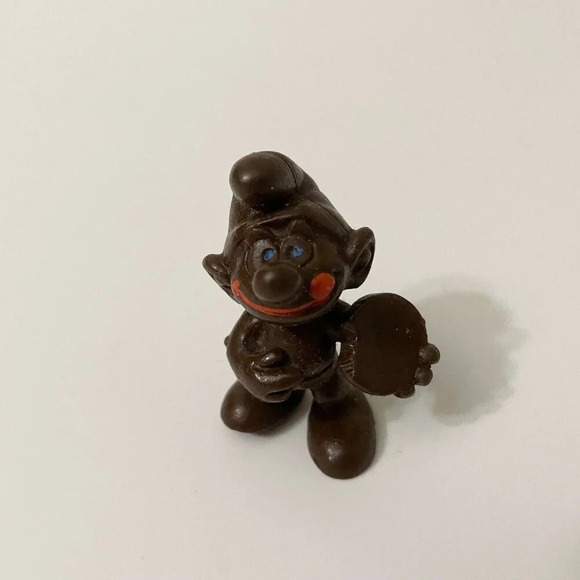 Vintage Smurfs Brown Biscuit Cookie Smurf Display Figure Flaws - Picture 1 of 13